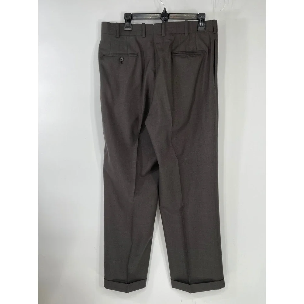 Tom James Men 44R Suit 2-Piece Charcoal Grey Pleated Cuffed See Measurment